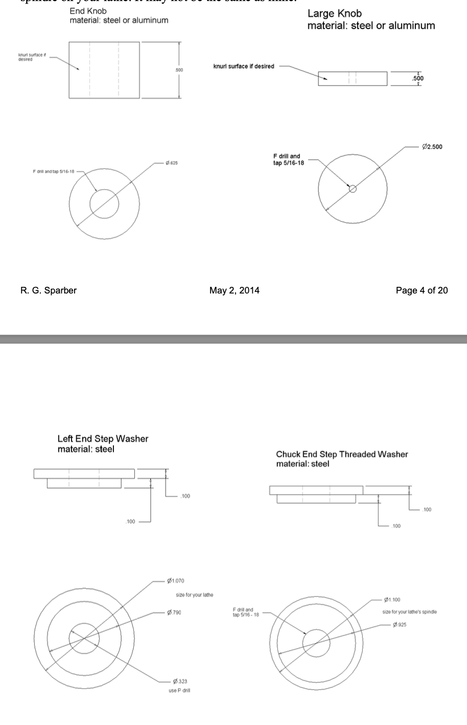 Sparbers CAD drawing of the lathe spindle stop